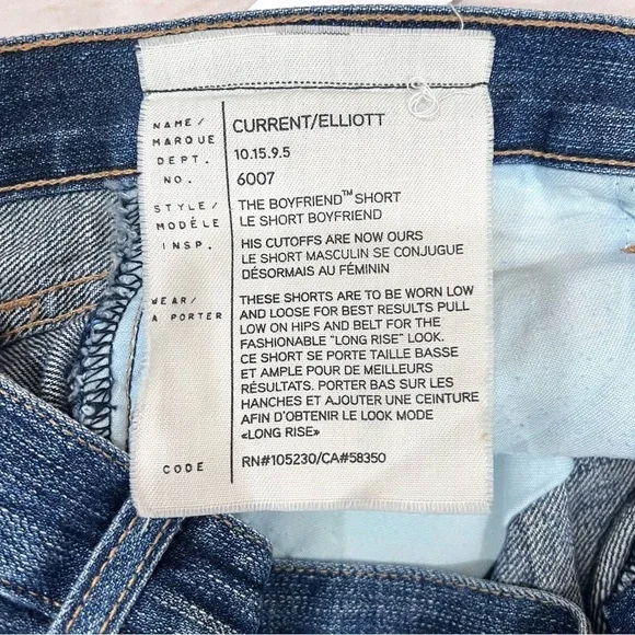 NWT Current Elliot The Boyfriend Short Jean Shorts in Loved Wash - Picture 6 of 7